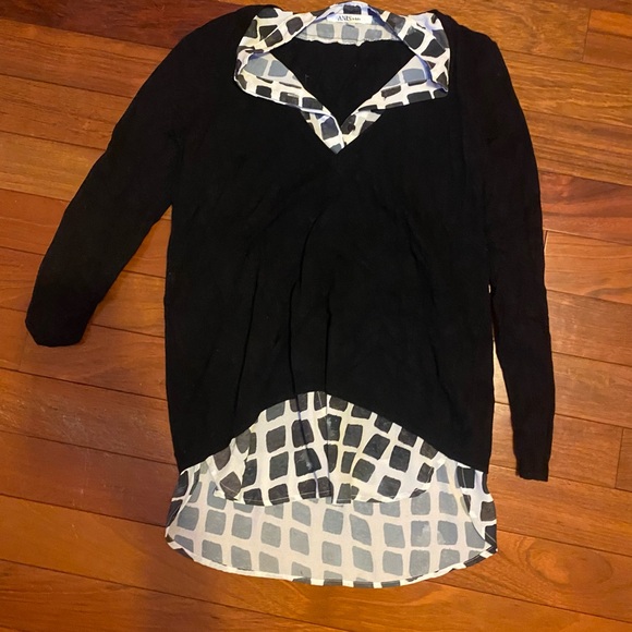 Adrianna Papell Sweaters - Chico's Black and White Layered Blouse